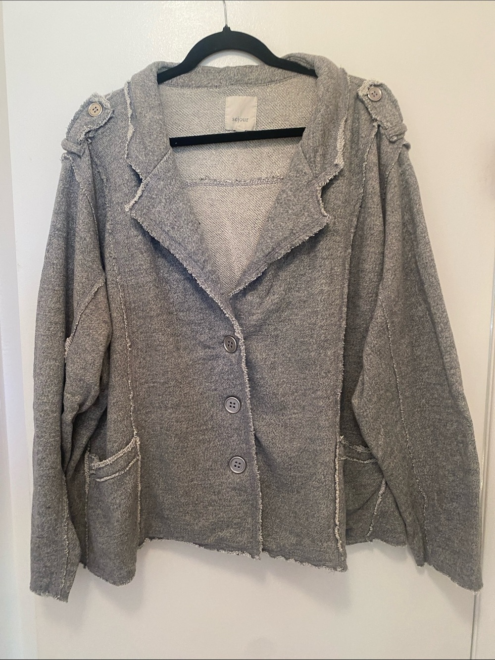 Sejour Women's Gray Button-Front Knit Cardigan Jacket 3X